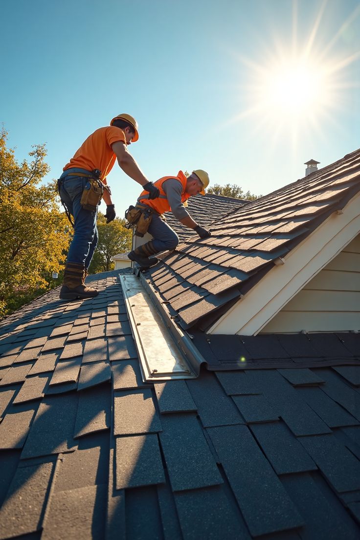 Roofer performing roof repairs and maintenance